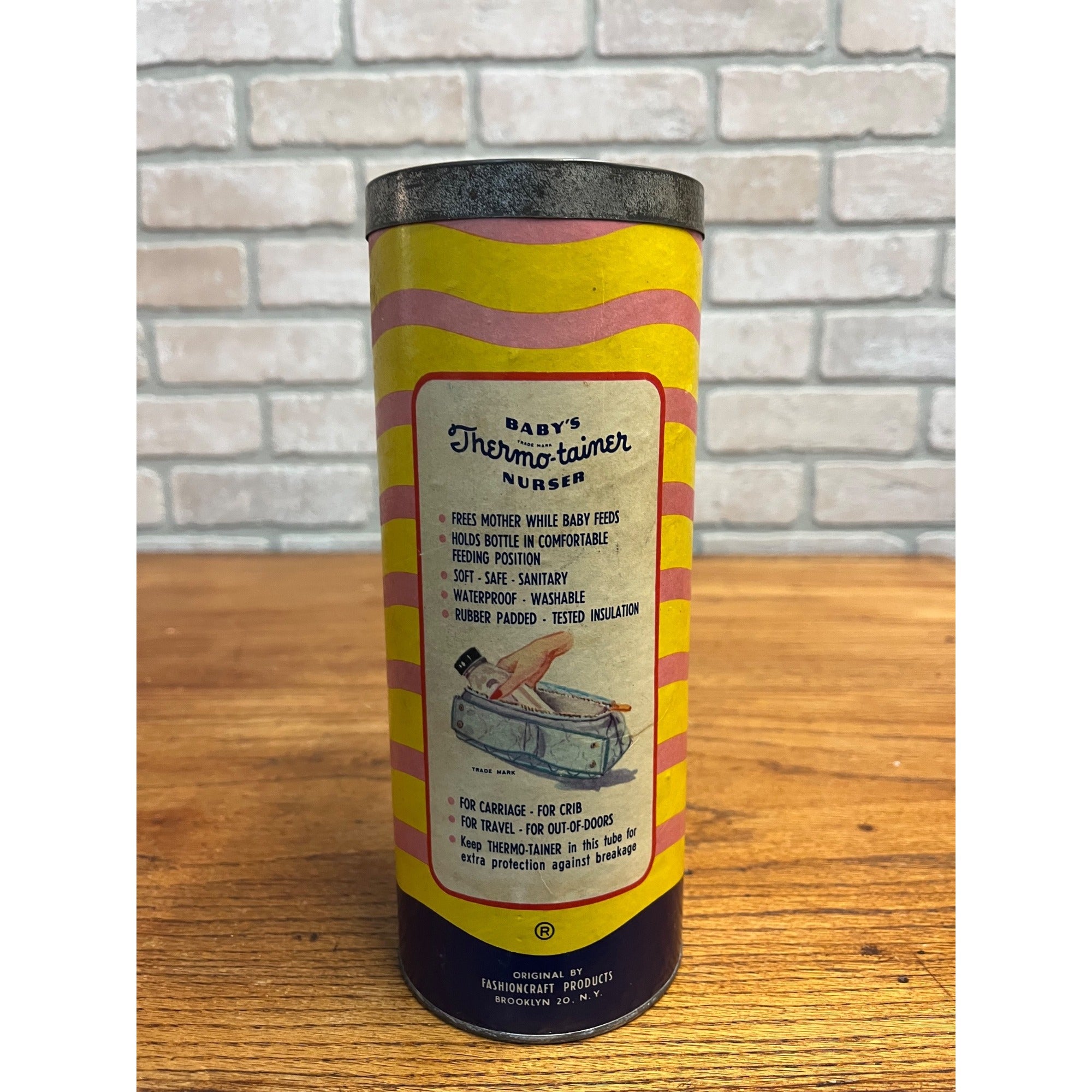 Vintage 1950s Baby's Thermo-Tainer Insulated Nursing Bottle Holder w/ Tube