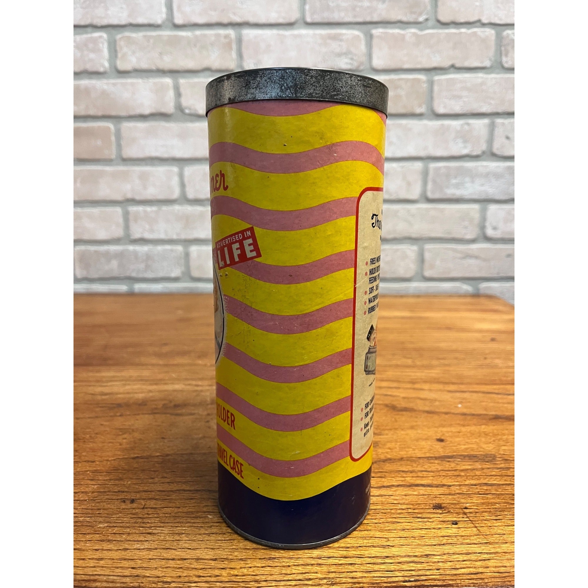 Vintage 1950s Baby's Thermo-Tainer Insulated Nursing Bottle Holder w/ Tube