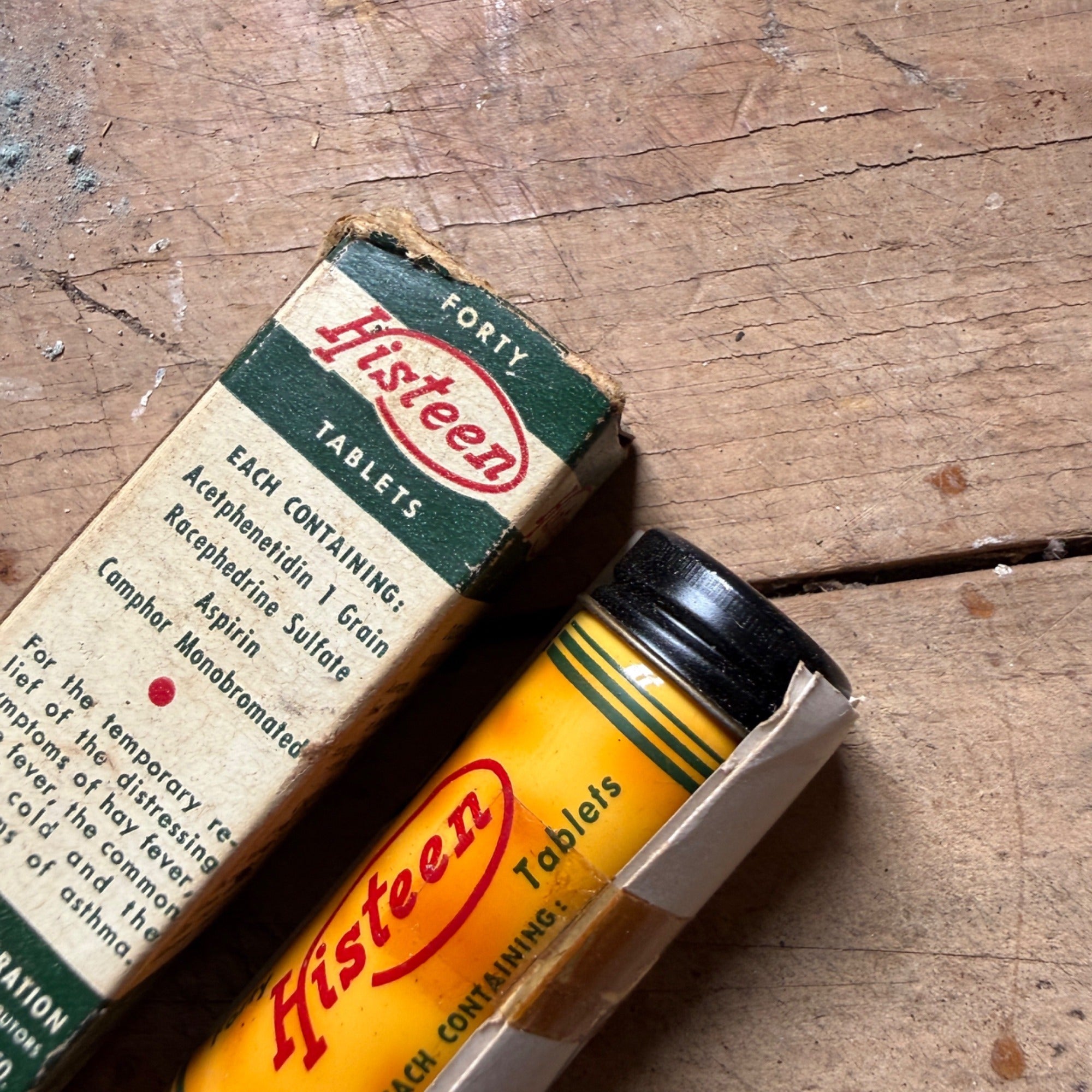 Vintage Histeen Tablets Medicine Tube Box Histex Corp Hay Fever Cold Remedy
