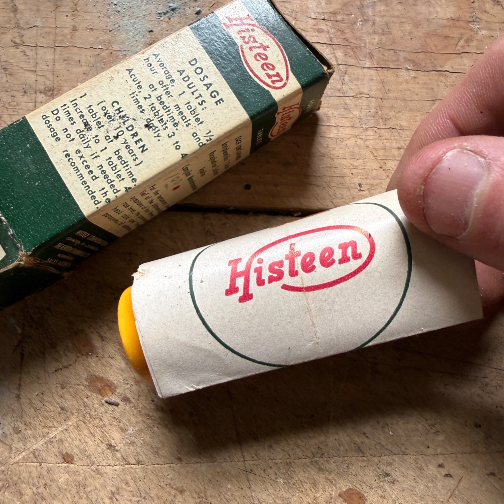 Vintage Histeen Tablets Medicine Tube Box Histex Corp Hay Fever Cold Remedy