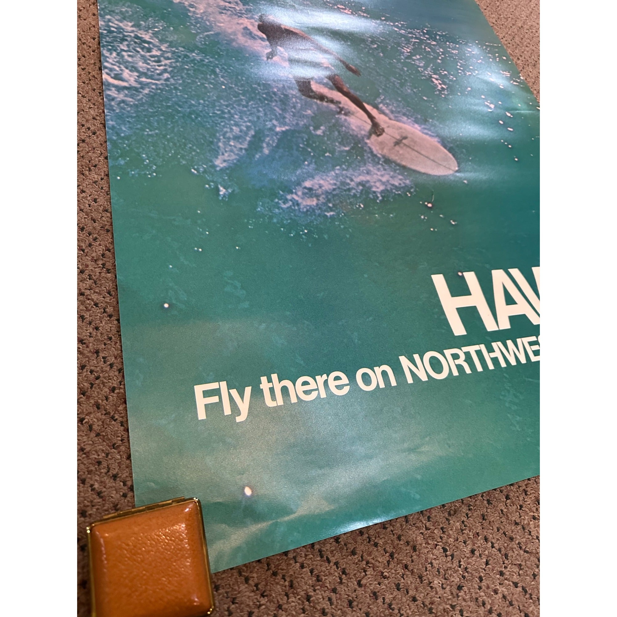 RARE Original Vintage Fly Northwest Orient Airlines Hawaii Poster Airport Travel