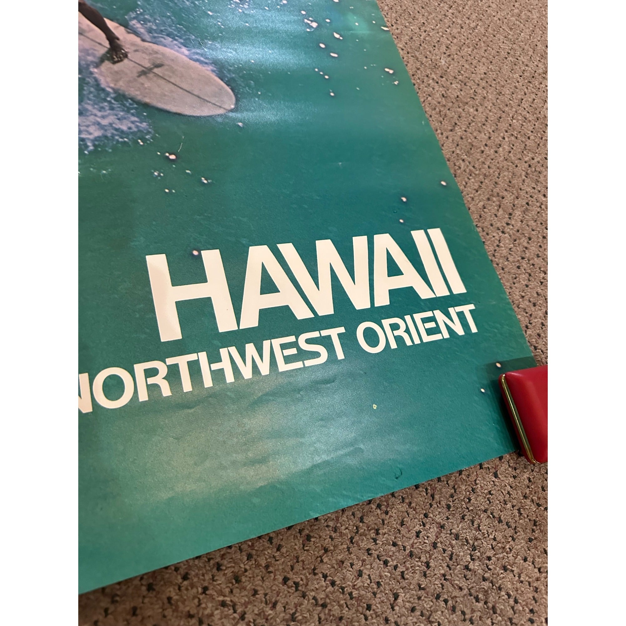 RARE Original Vintage Fly Northwest Orient Airlines Hawaii Poster Airport Travel