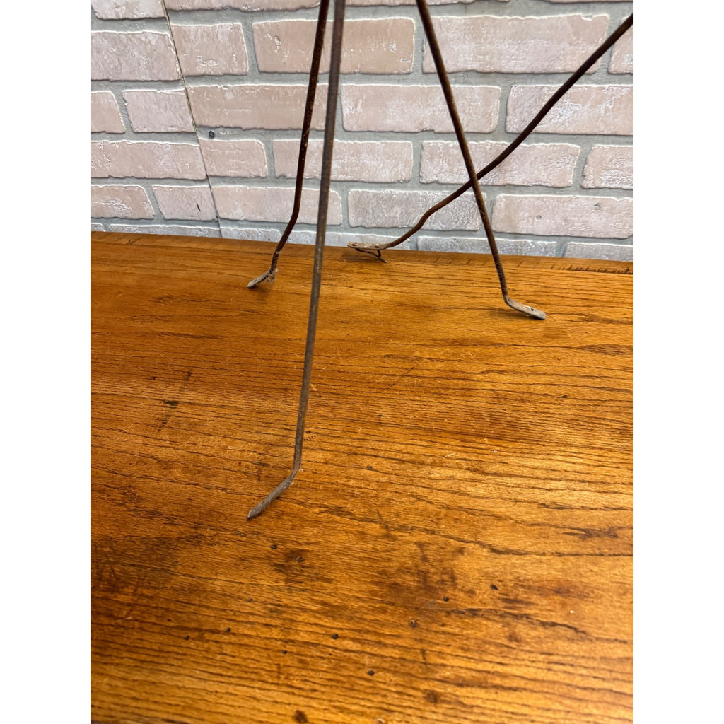 Pair Antique Lightning Rod Tripod Stands Twisted Wrought Iron Barn Roof Finials