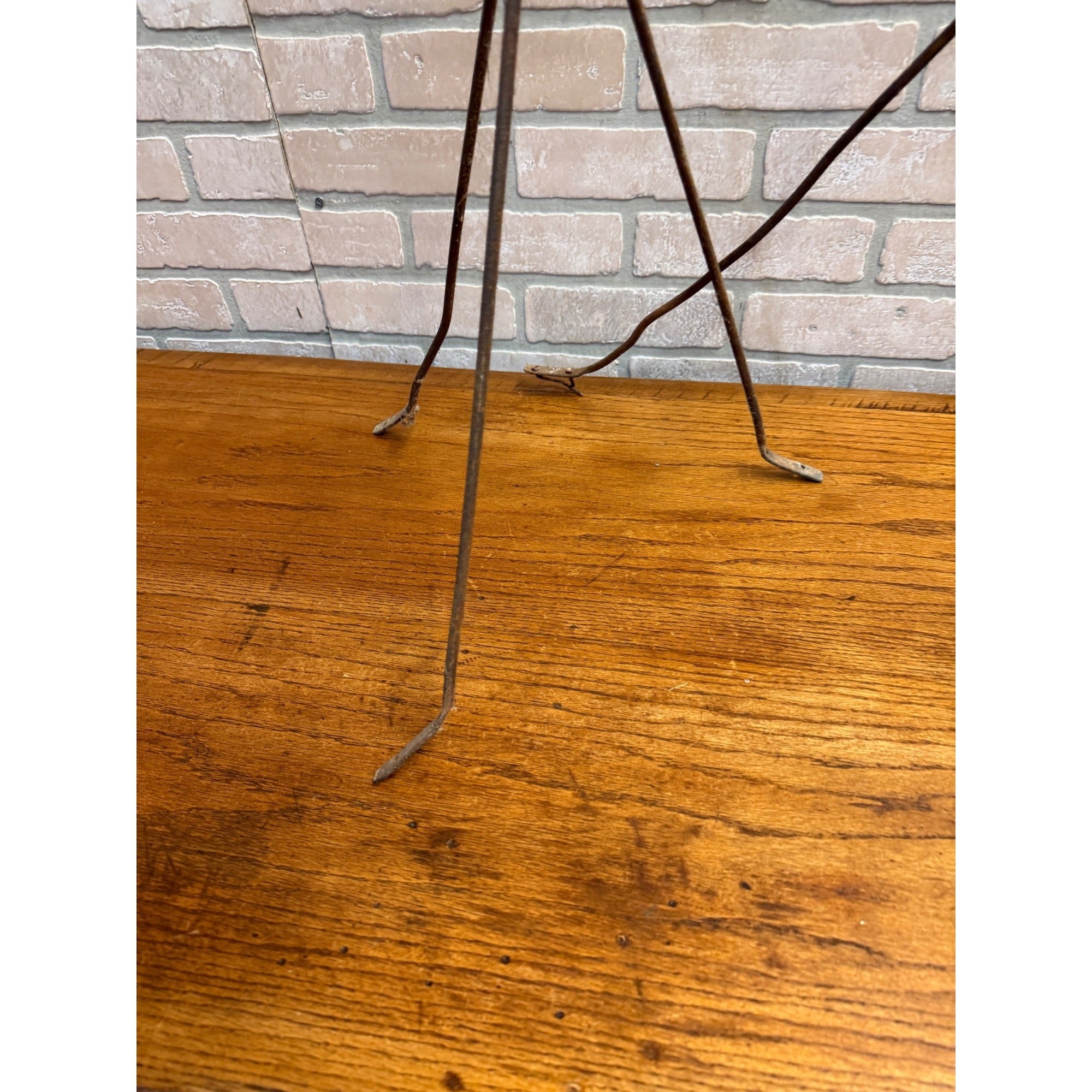 Pair Antique Lightning Rod Tripod Stands Twisted Wrought Iron Barn Roof Finials