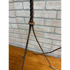 Pair Antique Lightning Rod Tripod Stands Twisted Wrought Iron Barn Roof Finials
