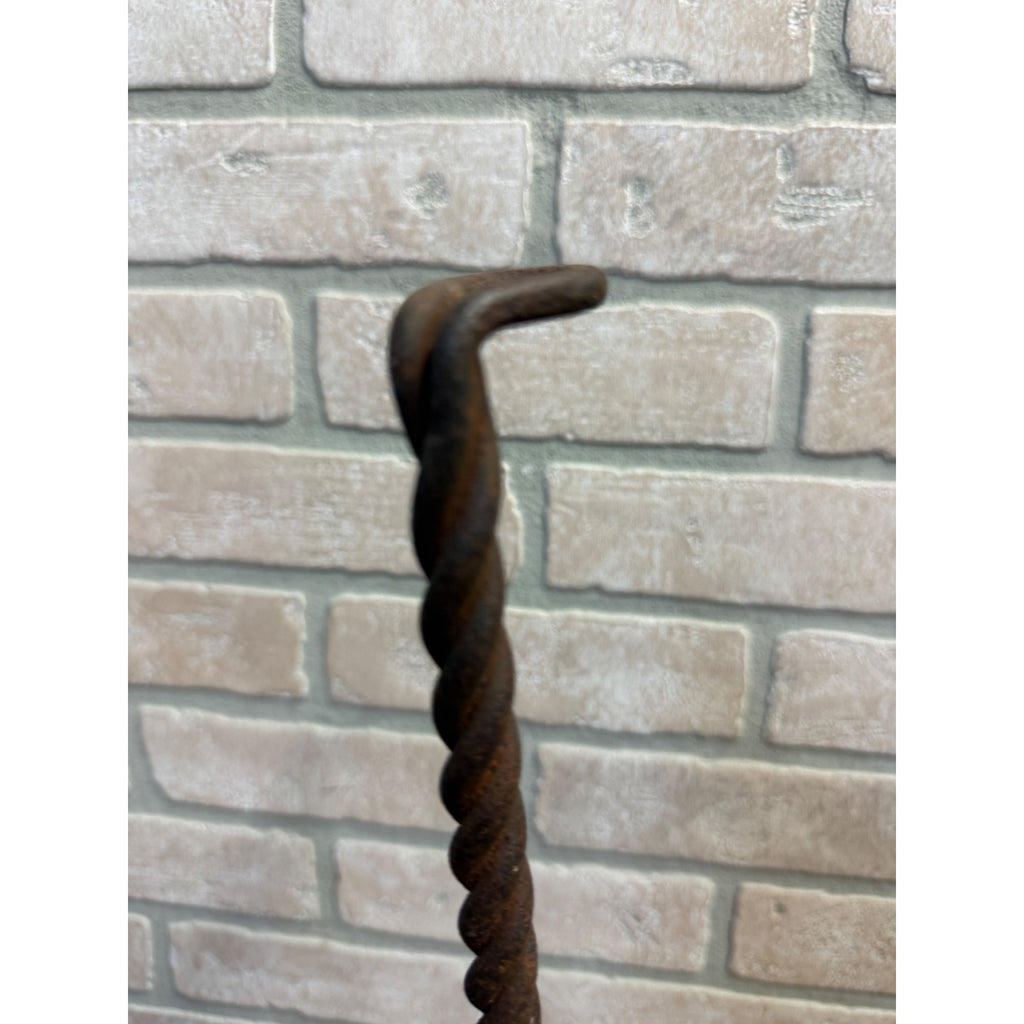 Pair Antique Lightning Rod Tripod Stands Twisted Wrought Iron Barn Roof Finials