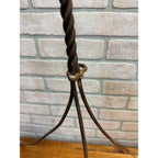 Pair Antique Lightning Rod Tripod Stands Twisted Wrought Iron Barn Roof Finials