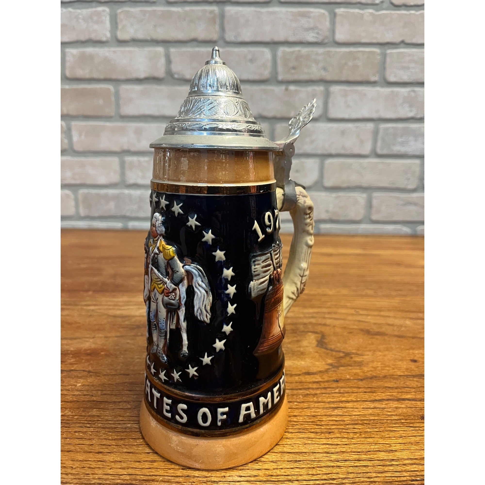 1976 Western Germany United States Bicentennial Lidded Beer Stein Patriotic 1776