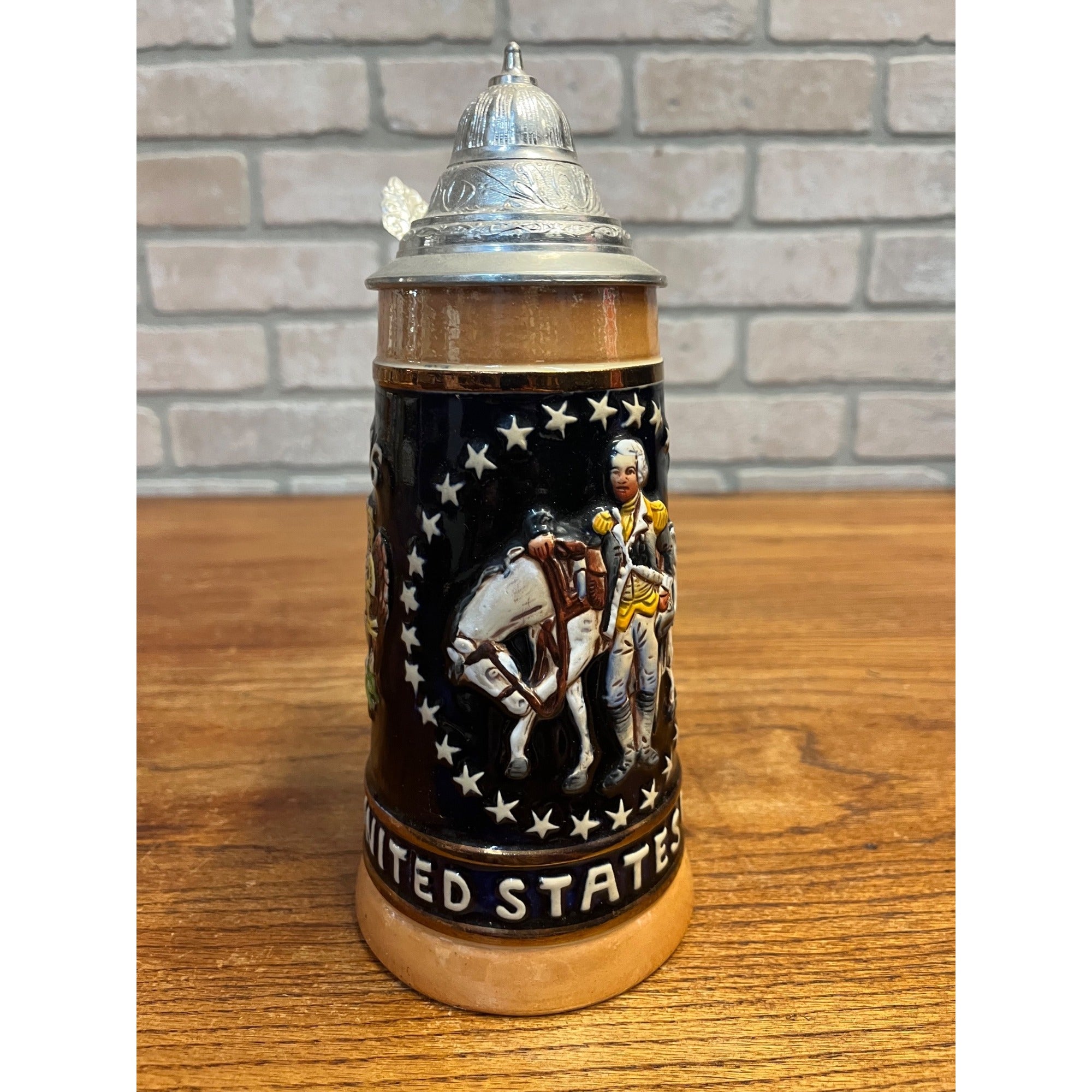 1976 Western Germany United States Bicentennial Lidded Beer Stein Patriotic 1776