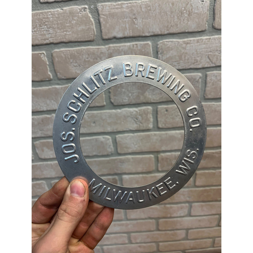 Vintage JOS. SCHLITZ BREWING Milwaukee, Wis. Aluminum Beer Keg Rebranding Ring