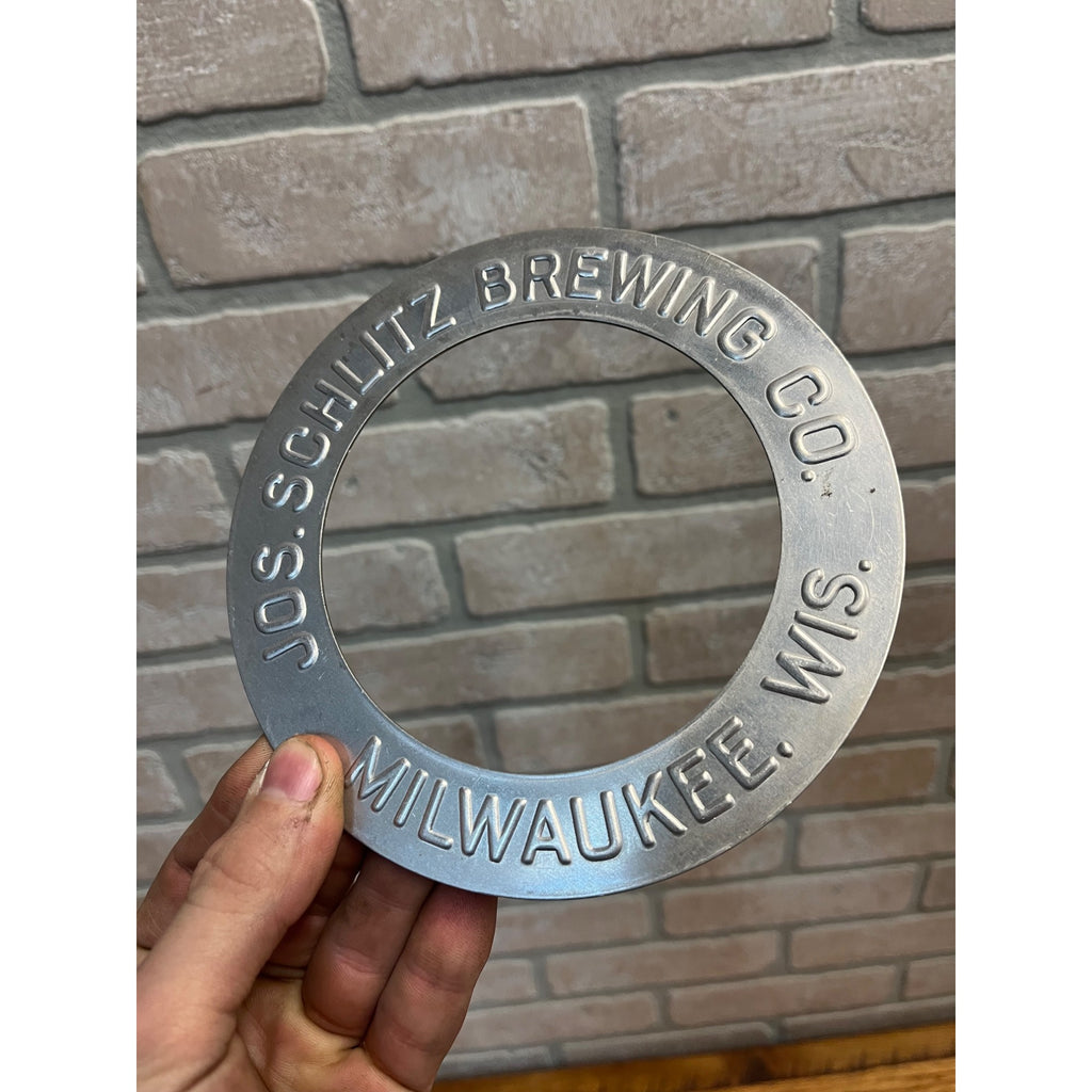 Vintage JOS. SCHLITZ BREWING Milwaukee, Wis. Aluminum Beer Keg Rebranding Ring