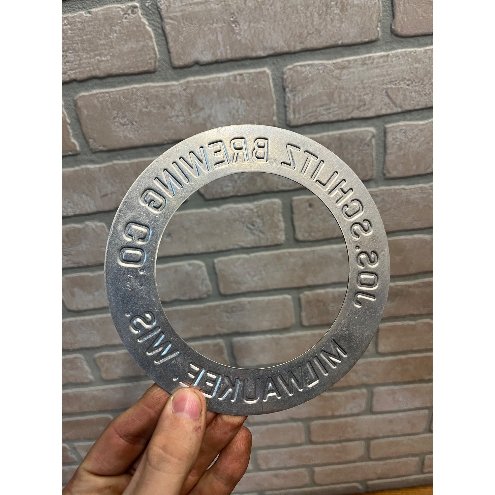 Vintage JOS. SCHLITZ BREWING Milwaukee, Wis. Aluminum Beer Keg Rebranding Ring