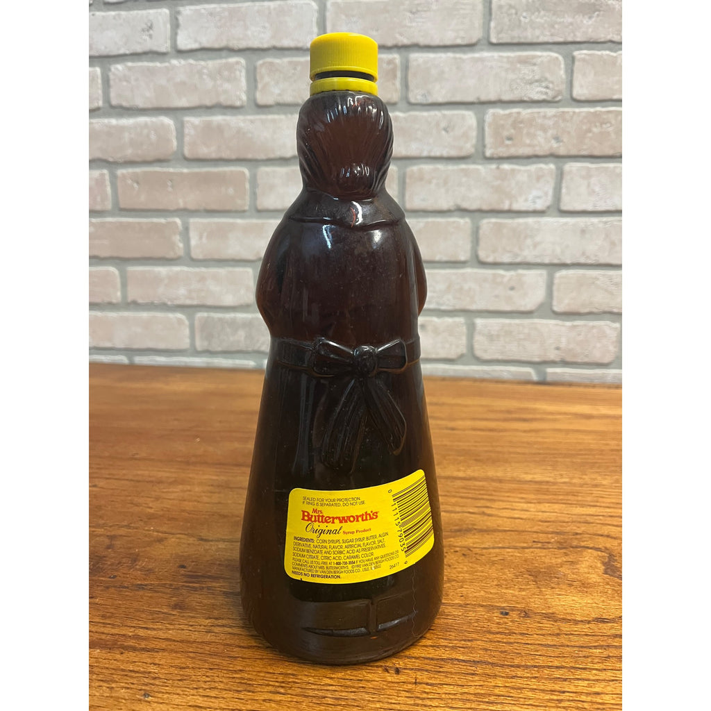 Vintage Mrs. Buttersworth Maple Syrup Amber Brown Glass Bottle w/ Label 36oz
