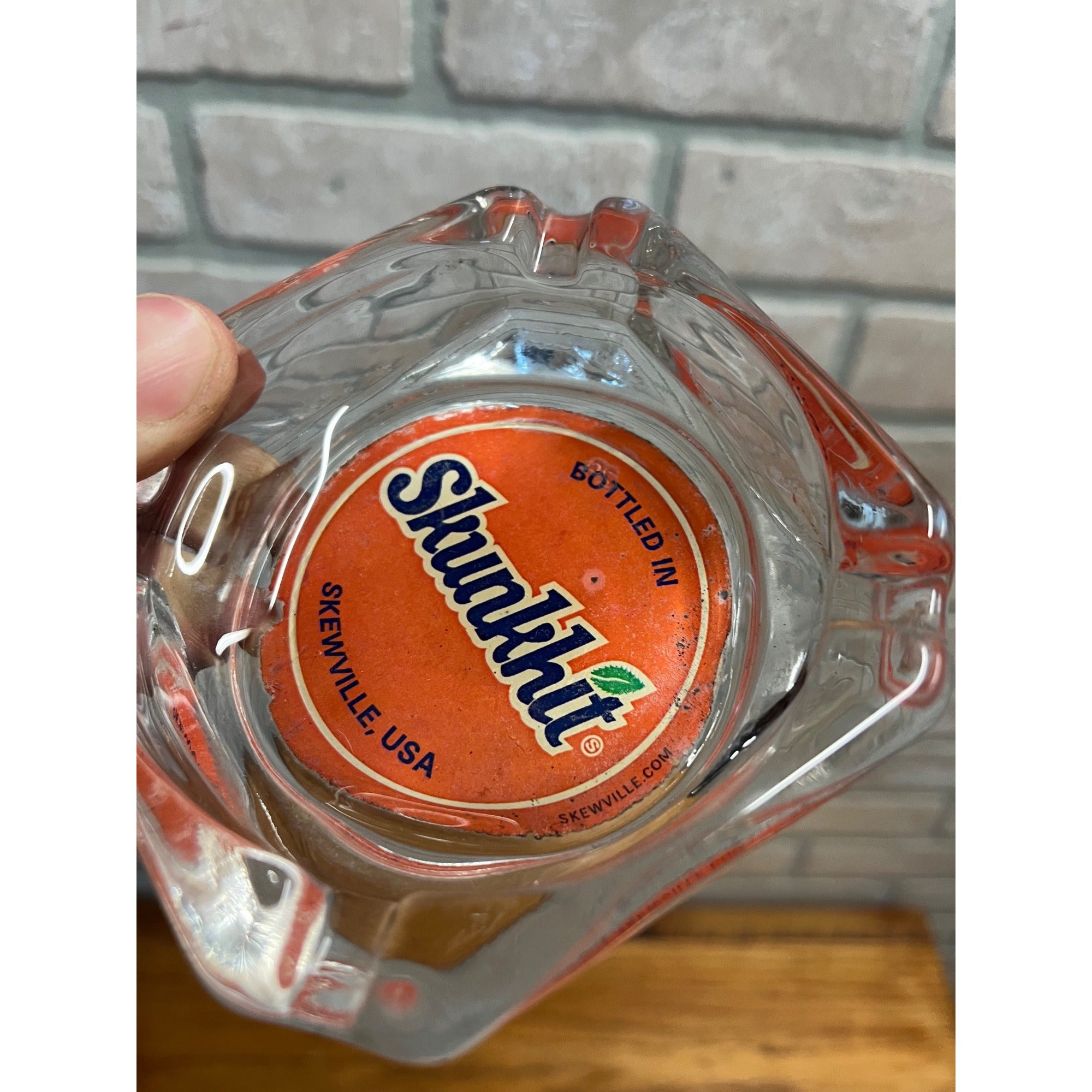 Vintage Skunkhit Bottled in Skewville USA Glass Ashtray Limited Ed. Art Artisit