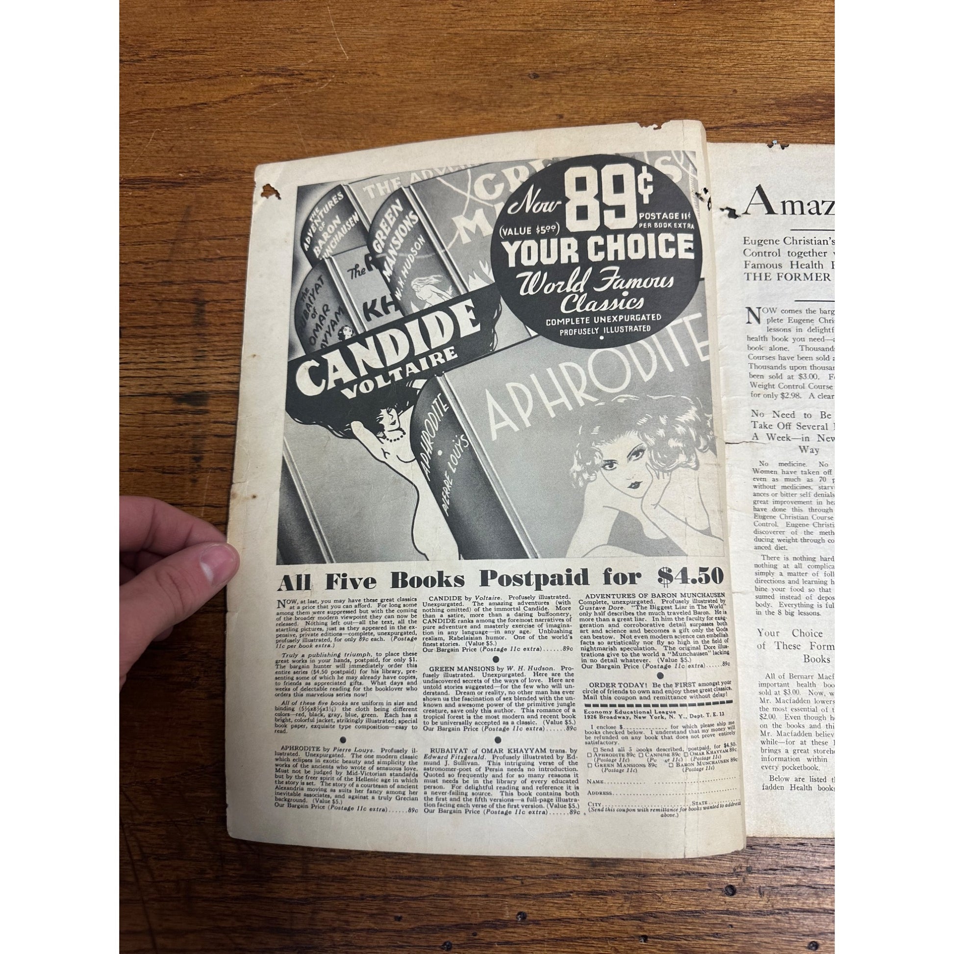 Vintage True Experiences Life & Love Stories Pulp Magazine January 1933
