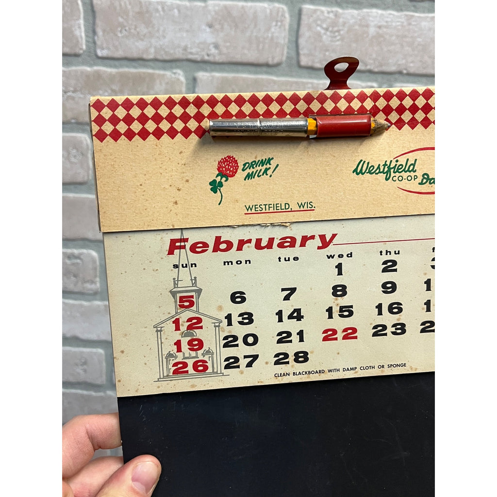 Vintage Westfield Co-Op Dairy Farm Wisconsin Advertising Calendar Sign Milk