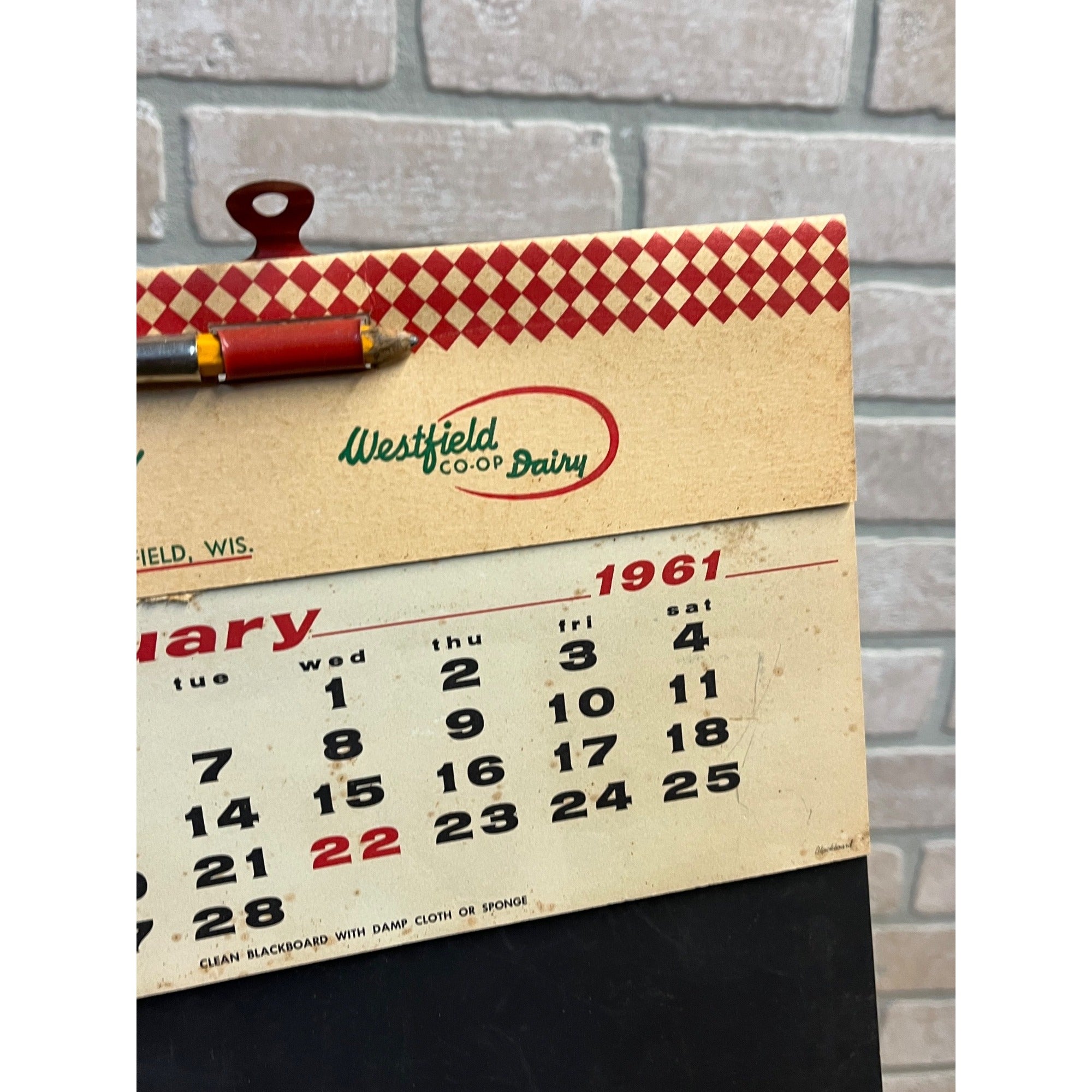 Vintage Westfield Co-Op Dairy Farm Wisconsin Advertising Calendar Sign Milk