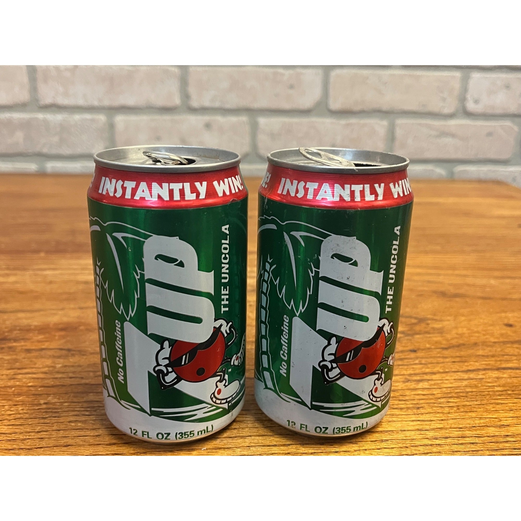 Vintage 1994 7UP Uncola Island Sweepstakes Promo Soda Cans (2) Empty Retro
