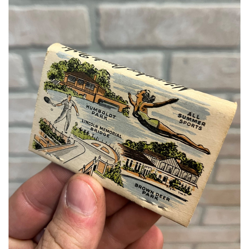 Vintage Milwaukee County Parks Wisconsin Tourism Large Matchbook Full Unused