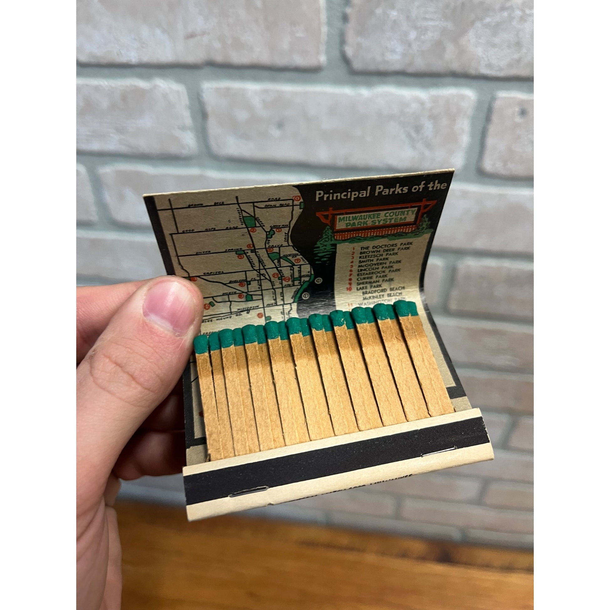 Vintage Milwaukee County Parks Wisconsin Tourism Large Matchbook Full Unused