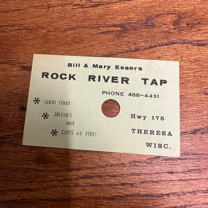 Vintage Rock River Tap Theresa Wis Bar Tavern Joke Call Card