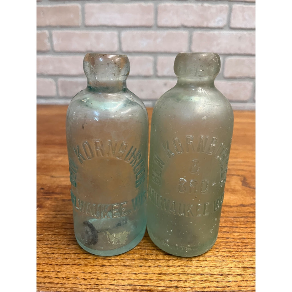 Ben Kornburger Milwaukee Wisconsin Blob Top Hutchinson Soda Bottles Lot (2)