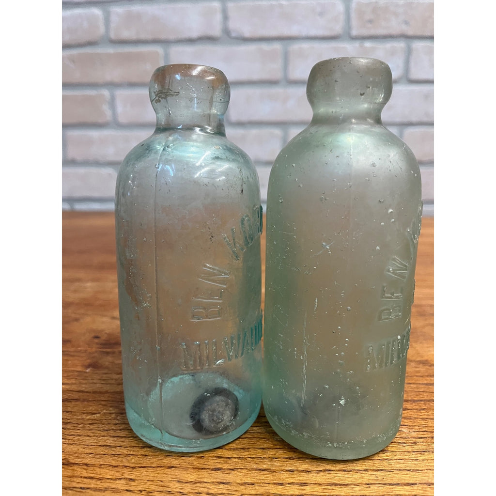 Ben Kornburger Milwaukee Wisconsin Blob Top Hutchinson Soda Bottles Lot (2)