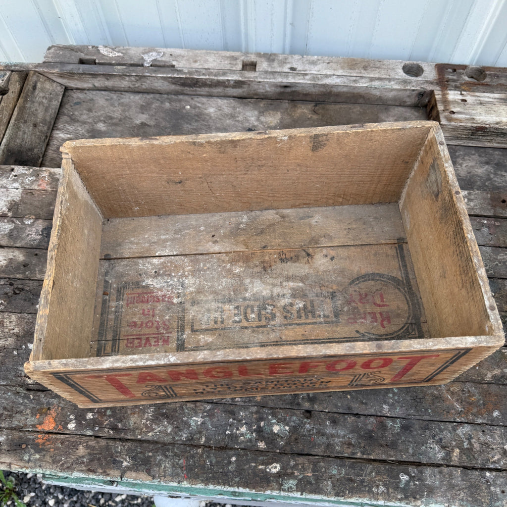 Vintage Tanglefoot Fly Paper Box Antique Wood Wooden Box Crate