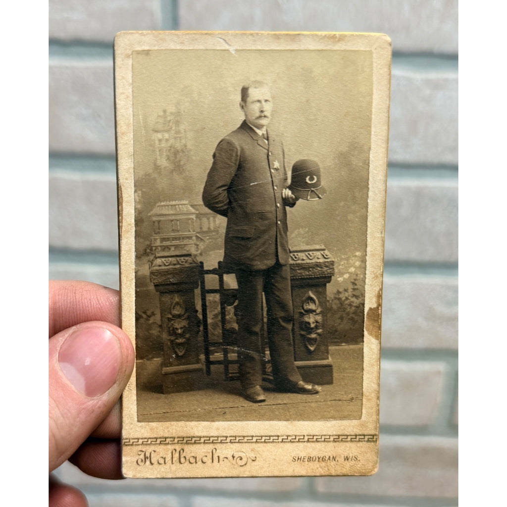 Antique CDV Photo Sheriff Police Officer Sheboygan Wisconsin Peter Gottsacker