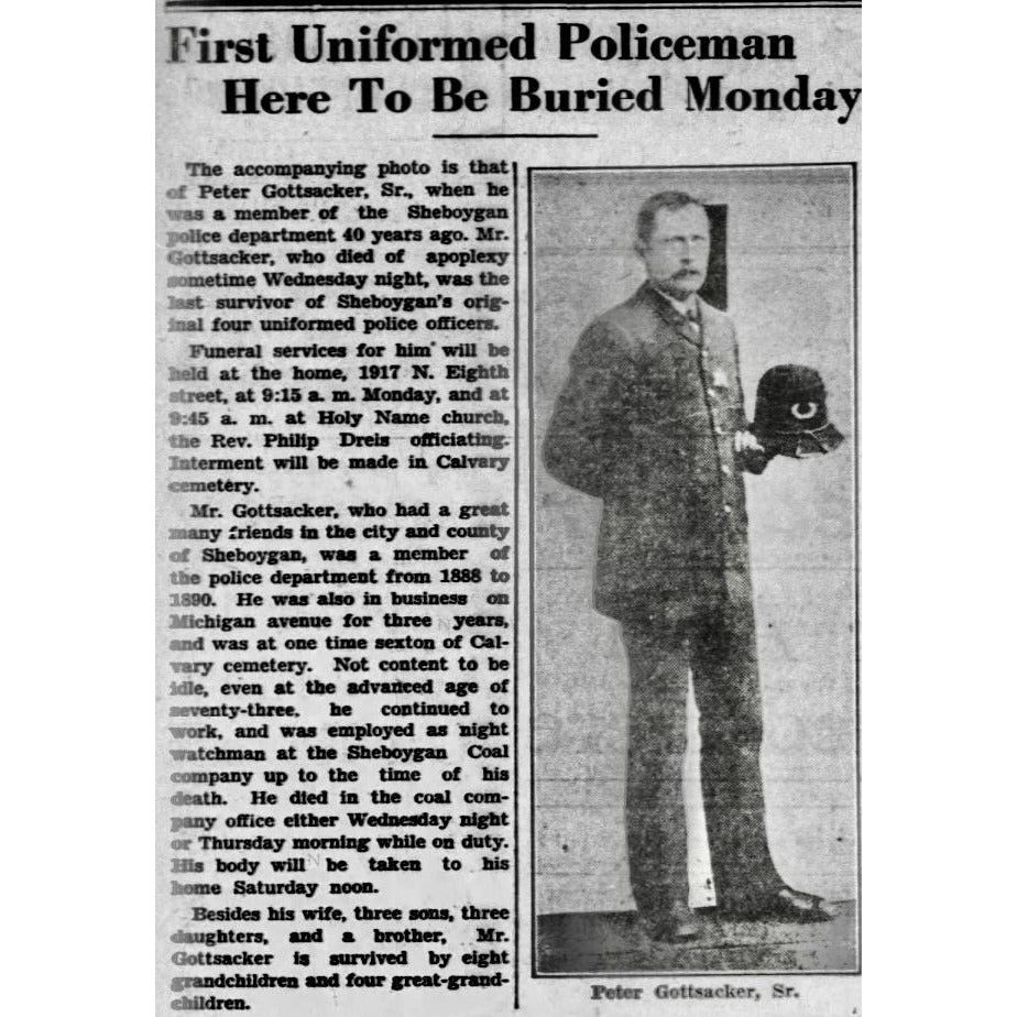 Antique CDV Photo Sheriff Police Officer Sheboygan Wisconsin Peter Gottsacker