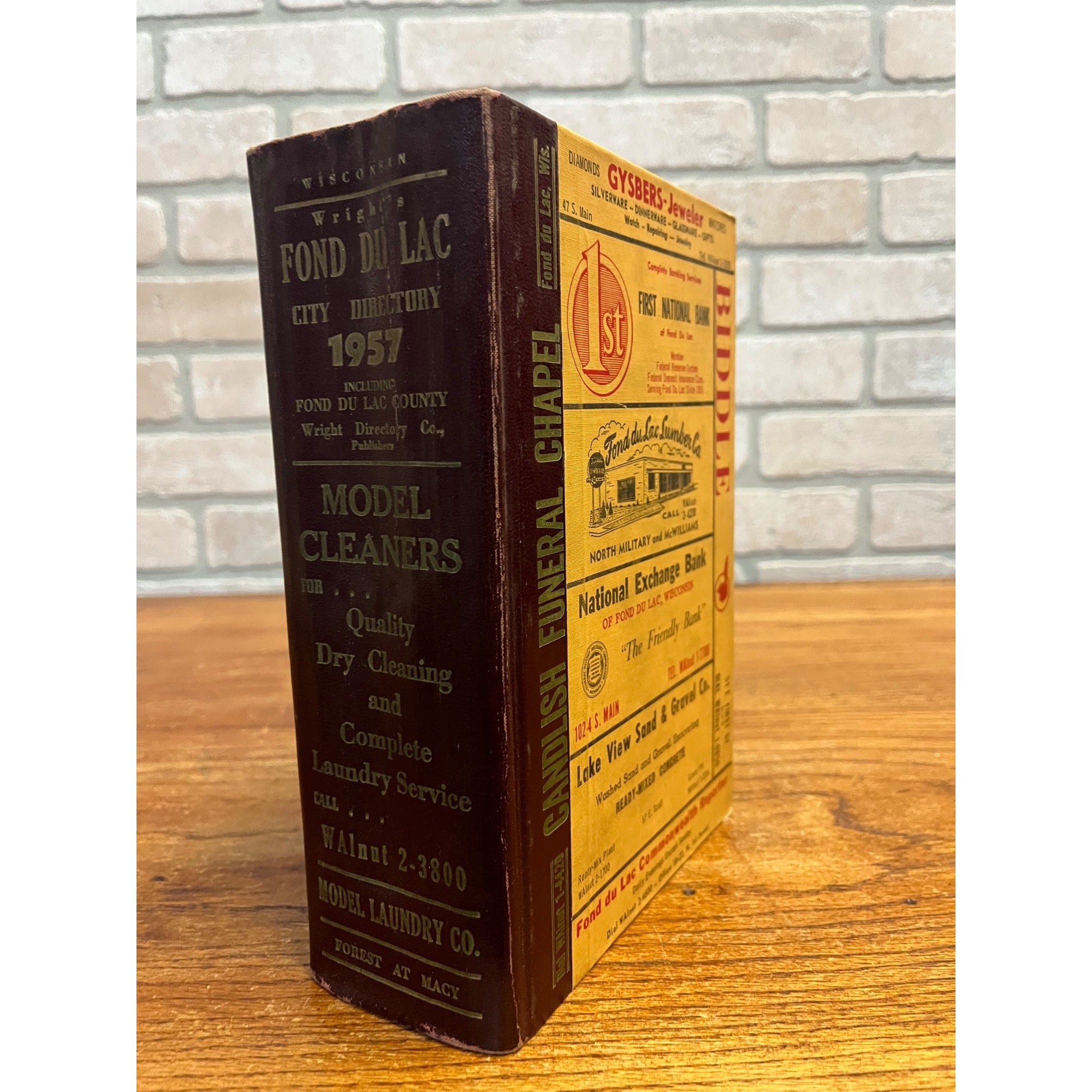 Vintage 1957 Fond du Lac Wisconsin Buisness Directory Hardcover Book Ads Wis WI