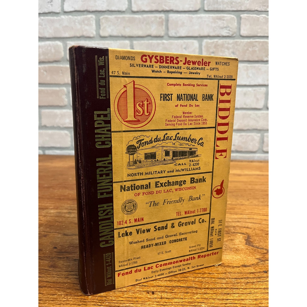 Vintage 1957 Fond du Lac Wisconsin Buisness Directory Hardcover Book Ads Wis WI