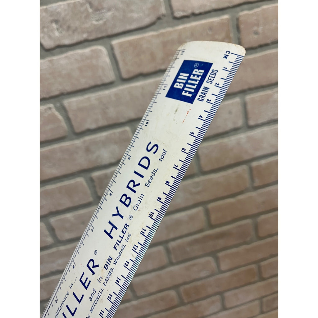 Vintage Mitchell Farms Crib Bin Filler Farm Advertising Tin Ruler 12" Windfall IN