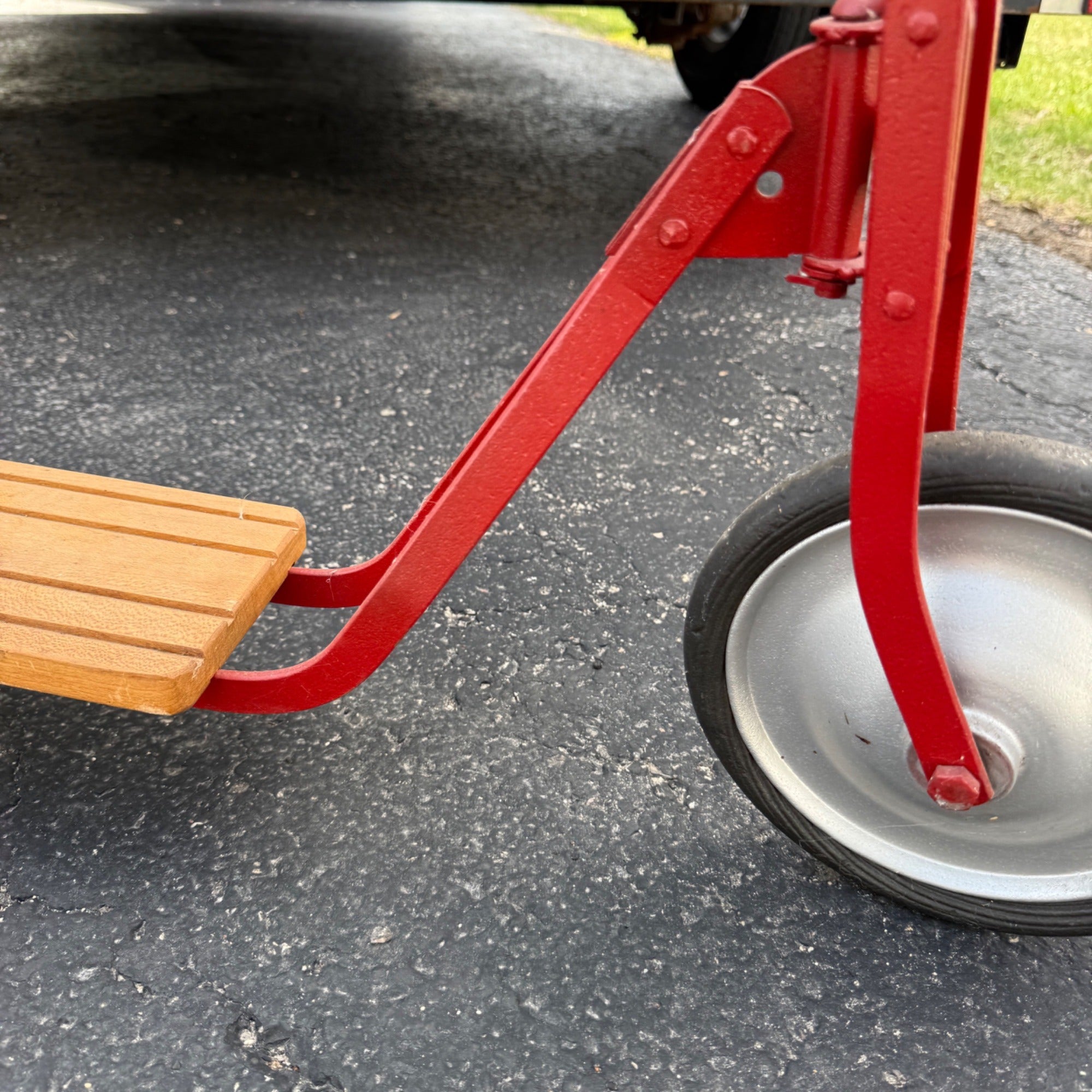 1930s Metal and Wood Children's Scooter Toy Red Restored