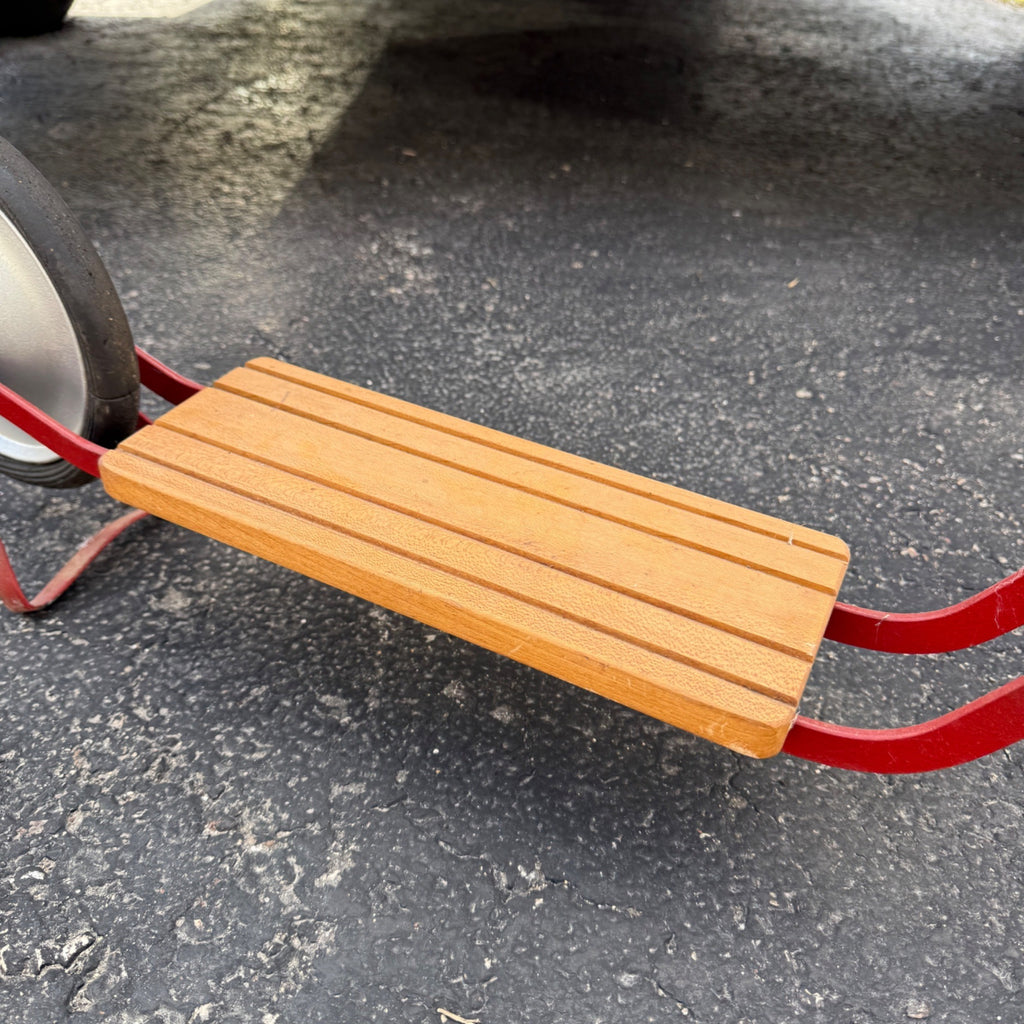 1930s Metal and Wood Children's Scooter Toy Red Restored