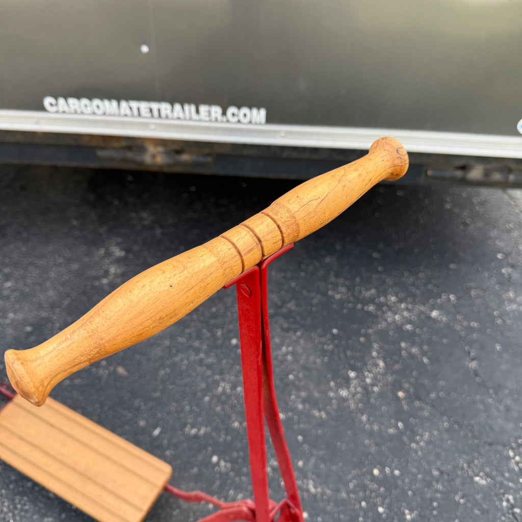 1930s Metal and Wood Children's Scooter Toy Red Restored
