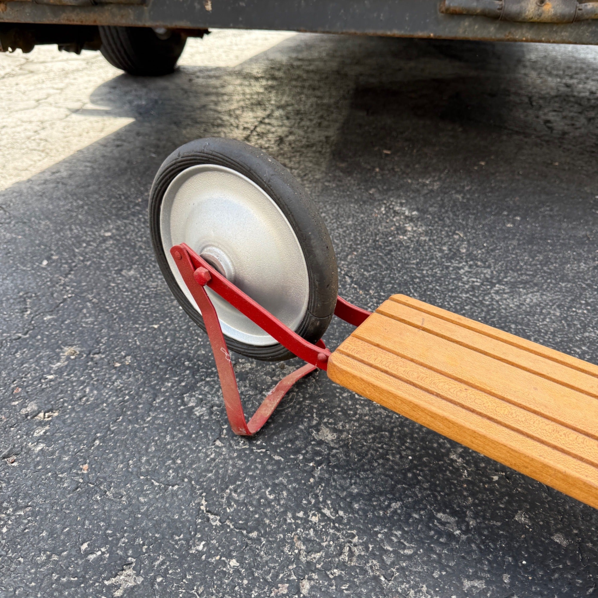1930s Metal and Wood Children's Scooter Toy Red Restored