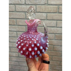 Vintage Fenton Cranberry Opalescent Hobnail Glass Cruet w/ Stopper