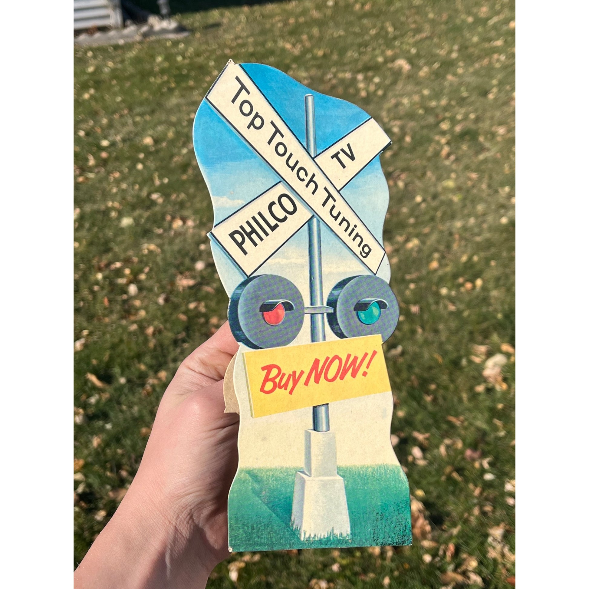 Vintage Philco TV Cardboard Advertising Easelback Sign Radio Store Display