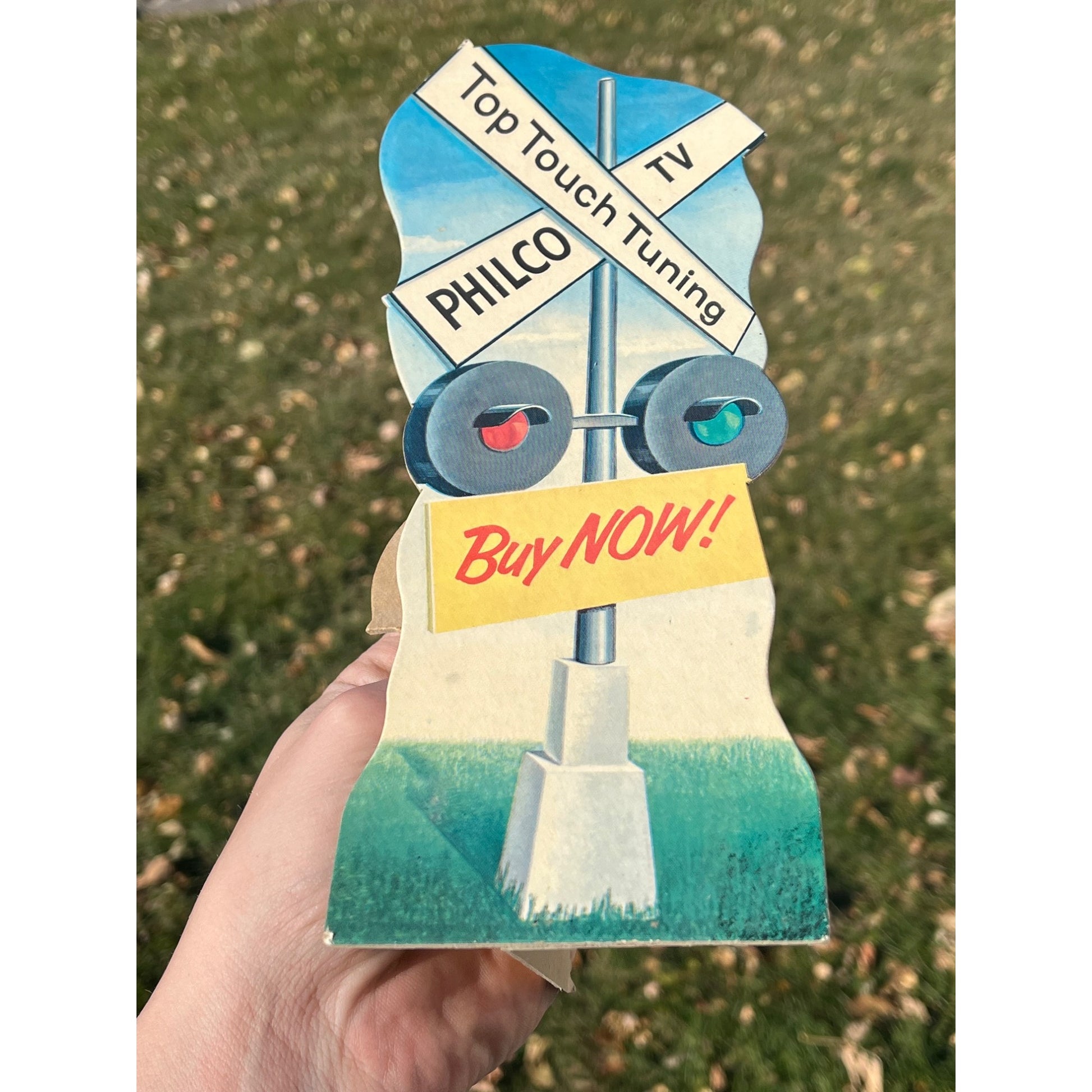 Vintage Philco TV Cardboard Advertising Easelback Sign Radio Store Display