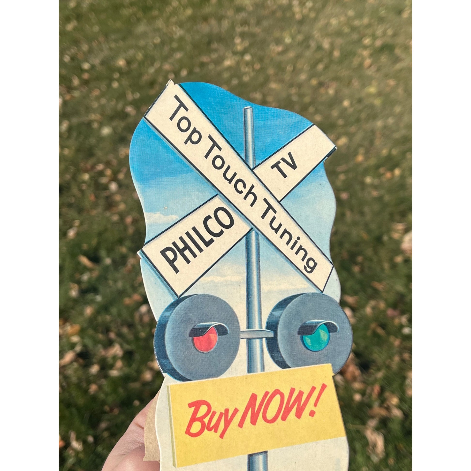 Vintage Philco TV Cardboard Advertising Easelback Sign Radio Store Display