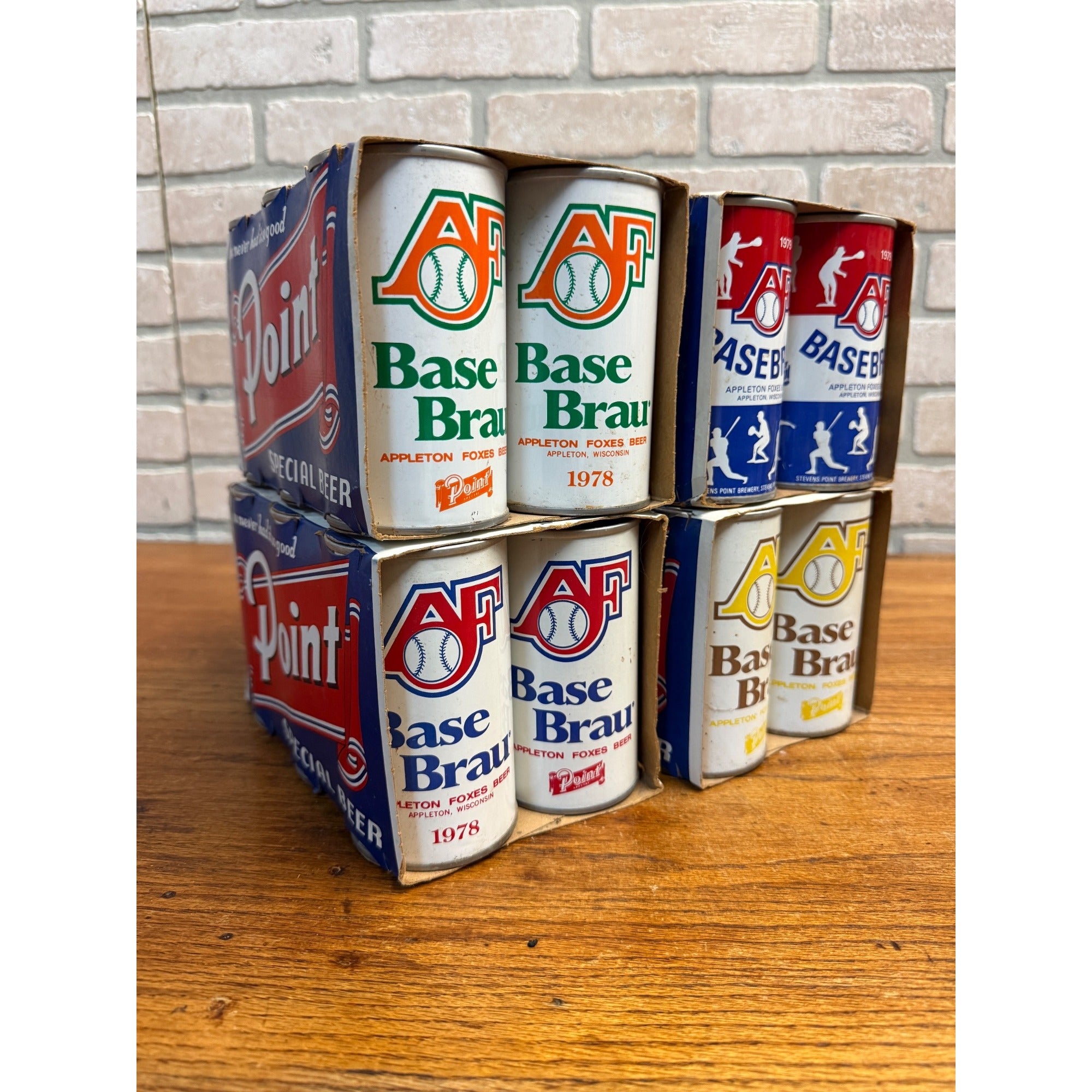 (4) Vintage Point Beer 6-Pack Case Carriers w/ AF Basebrau Flat Cans Stevens Point WI