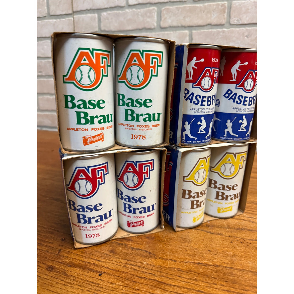 (4) Vintage Point Beer 6-Pack Case Carriers w/ AF Basebrau Flat Cans Stevens Point WI