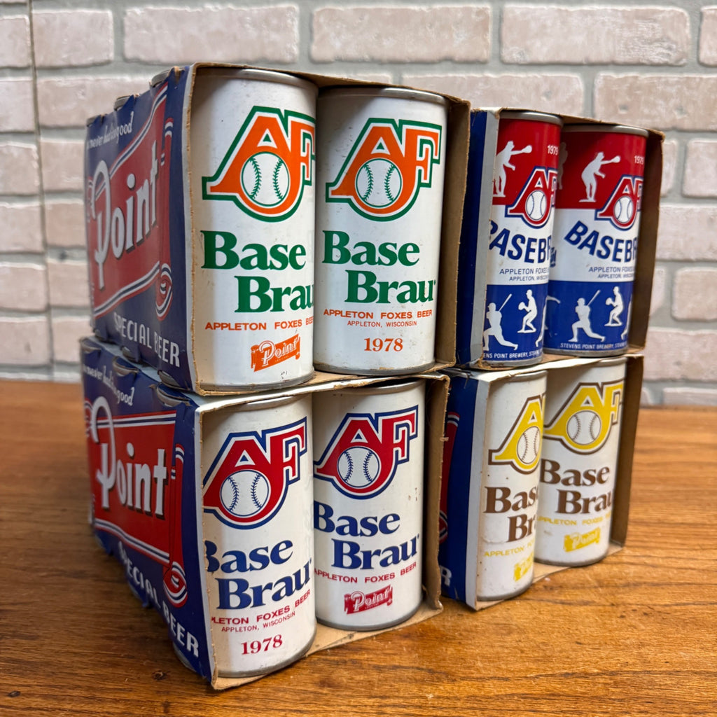 (4) Vintage Point Beer 6-Pack Case Carriers w/ AF Basebrau Flat Cans Stevens Point WI