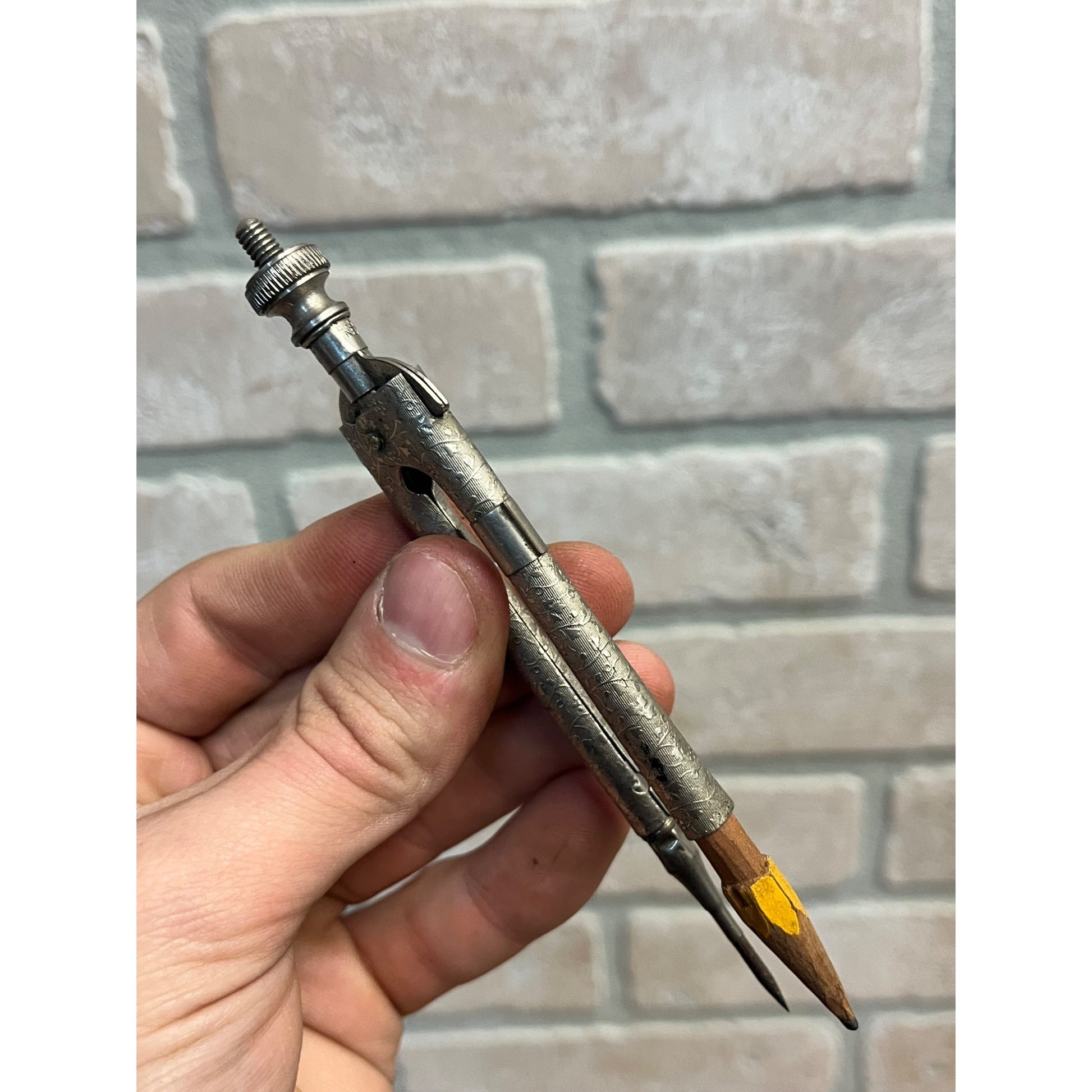 Antique Eagle Pencil Co. Ornate Floral Design Compass - Works