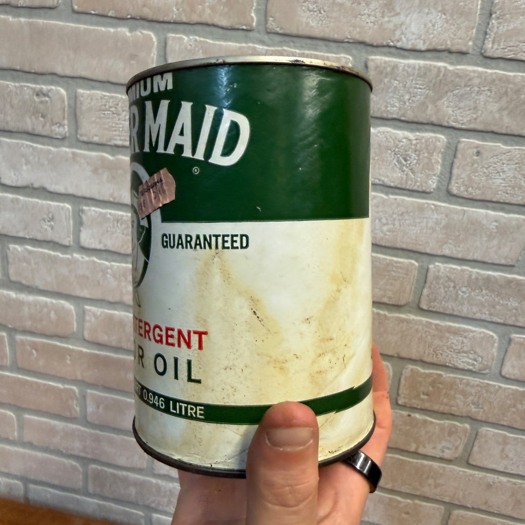 Vintage Premium Quaker Maid Motor Oil Can 1 Quart SEA 30w