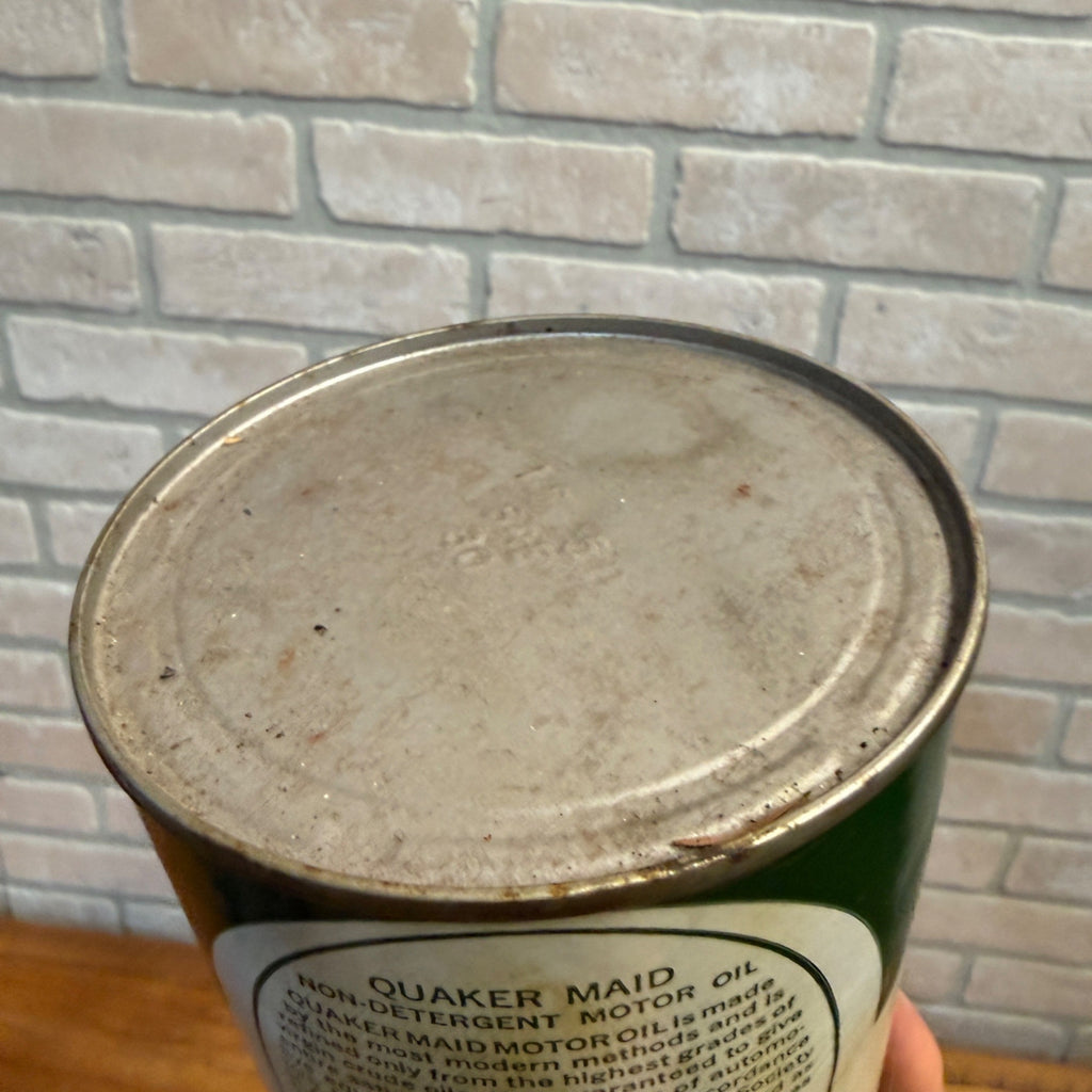 Vintage Premium Quaker Maid Motor Oil Can 1 Quart SEA 30w