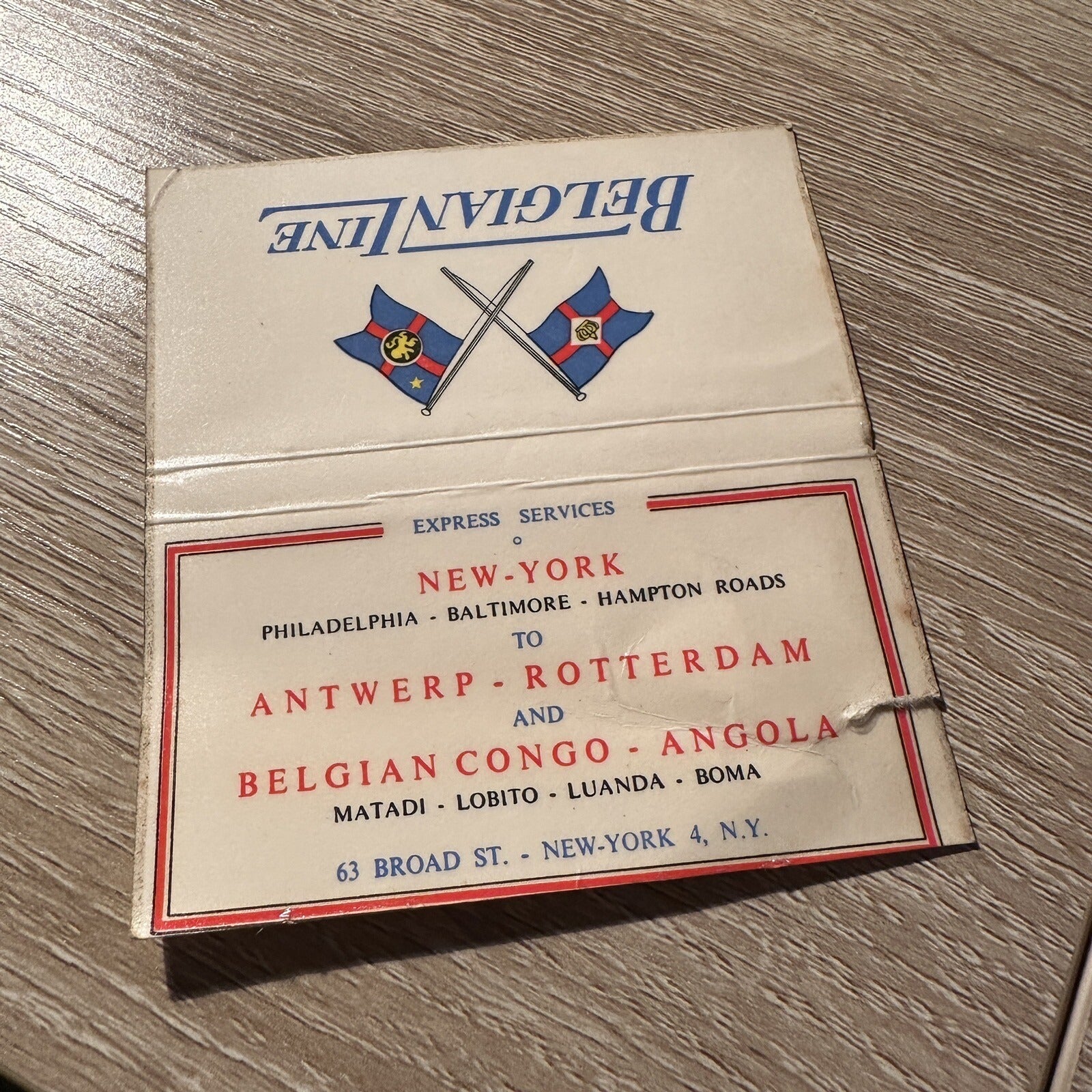 Vintage Belgian Line Railroad Train C Ship Shipping Cruise Advertising Matchbook