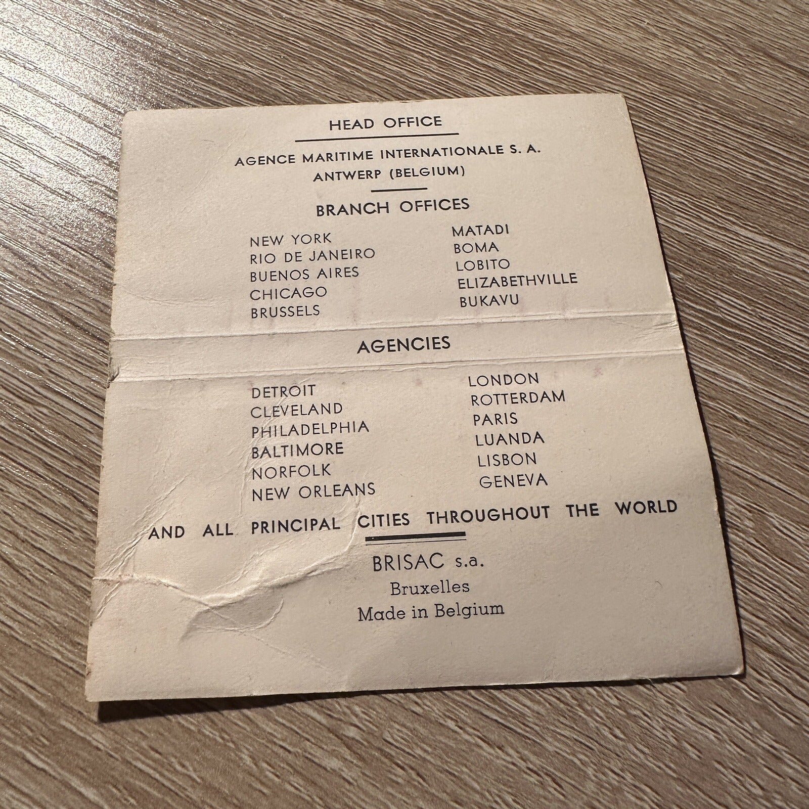 Vintage Belgian Line Railroad Train C Ship Shipping Cruise Advertising Matchbook