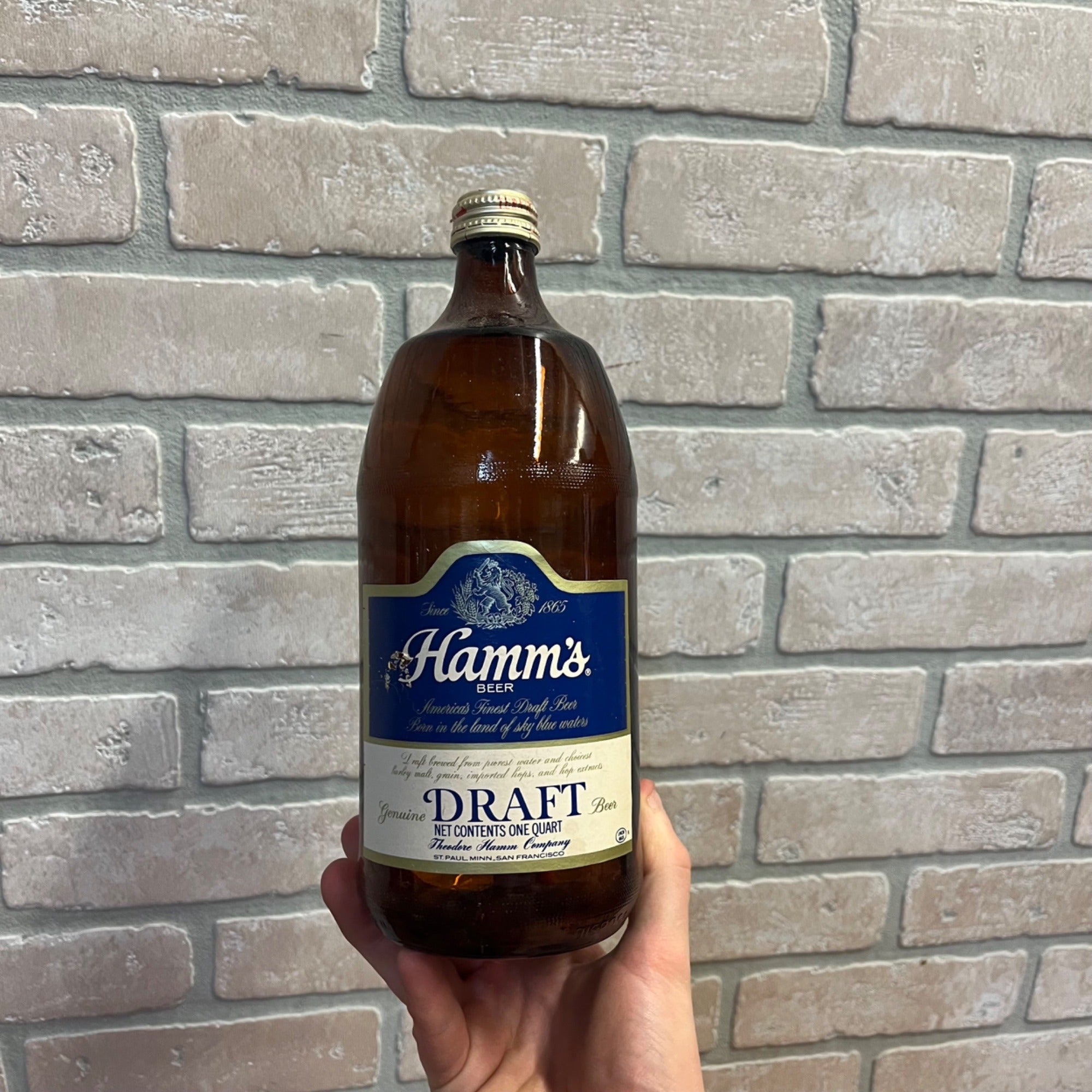 Vintage Hamms Draft Quart 1970s Beer Bottle RARE